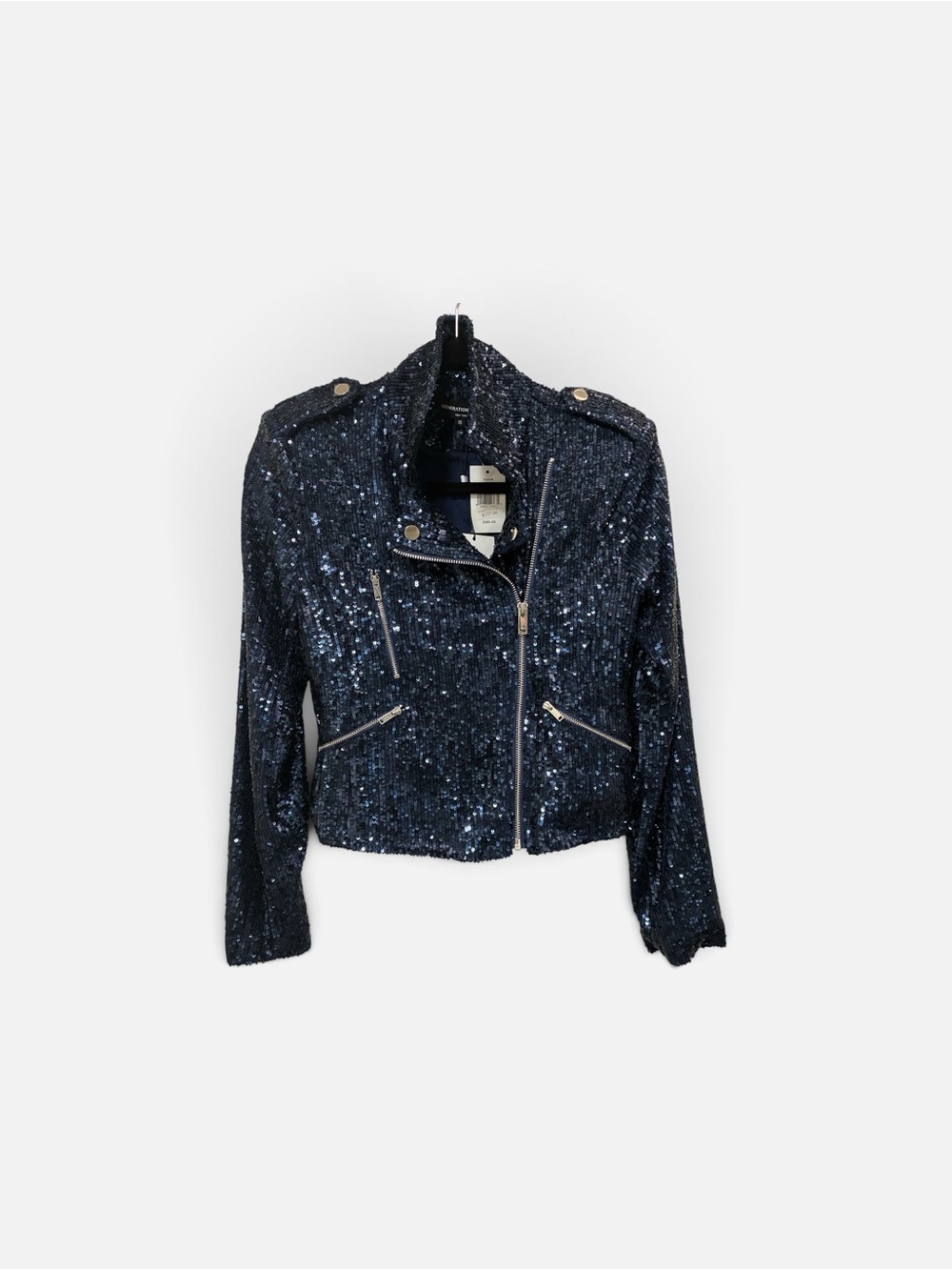 Generation Love Navy Sequin Moto Jacket